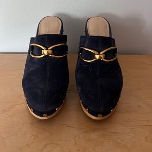 Veronica Beard, blue suede mules/clogs